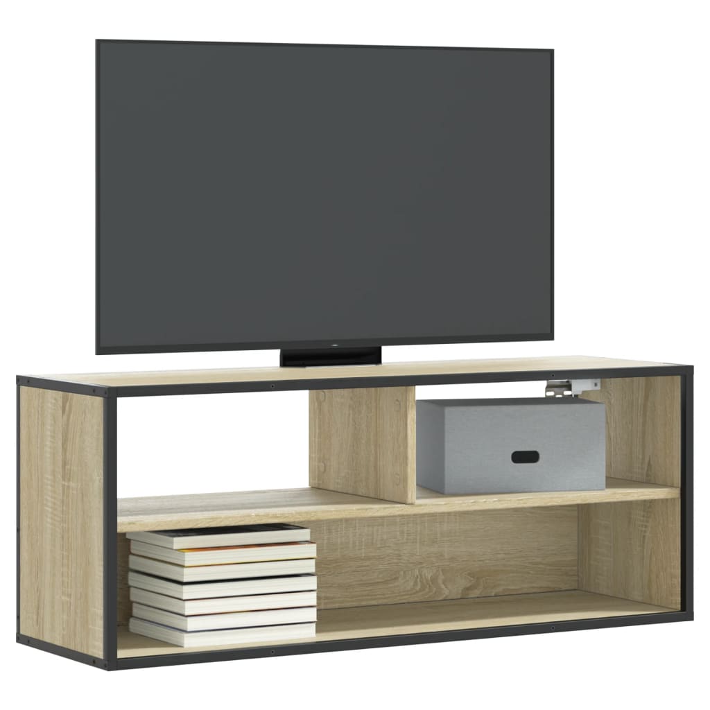 Meuble TV chêne Sonoma 100x31x39,5 cm en bois et métal