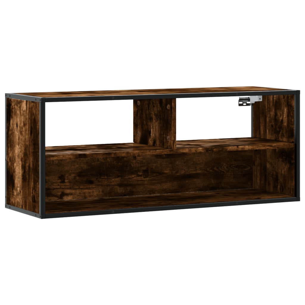 Meuble TV chêne fumé 100x31x39,5 cm en bois et métal