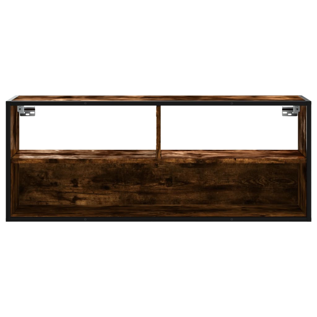 Meuble TV chêne fumé 100x31x39,5 cm en bois et métal