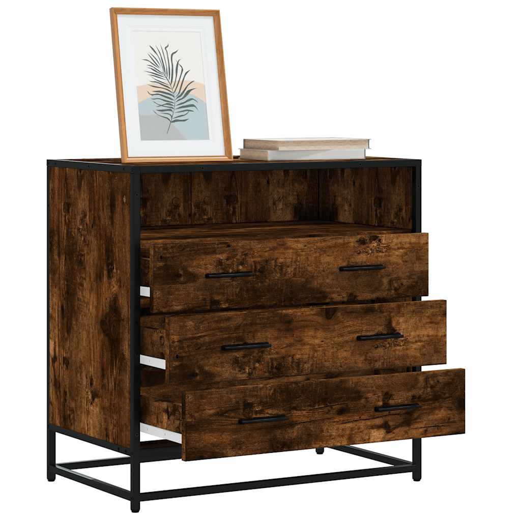 Meuble à tiroirs en chêne fumé 70x41x70 cm matériau bois