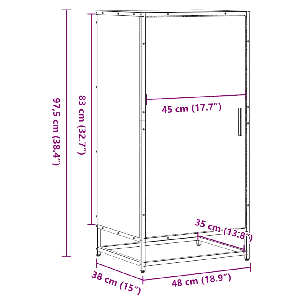 Étagère à chaussures grise Sonoma 48x38x97,5 cm en bois