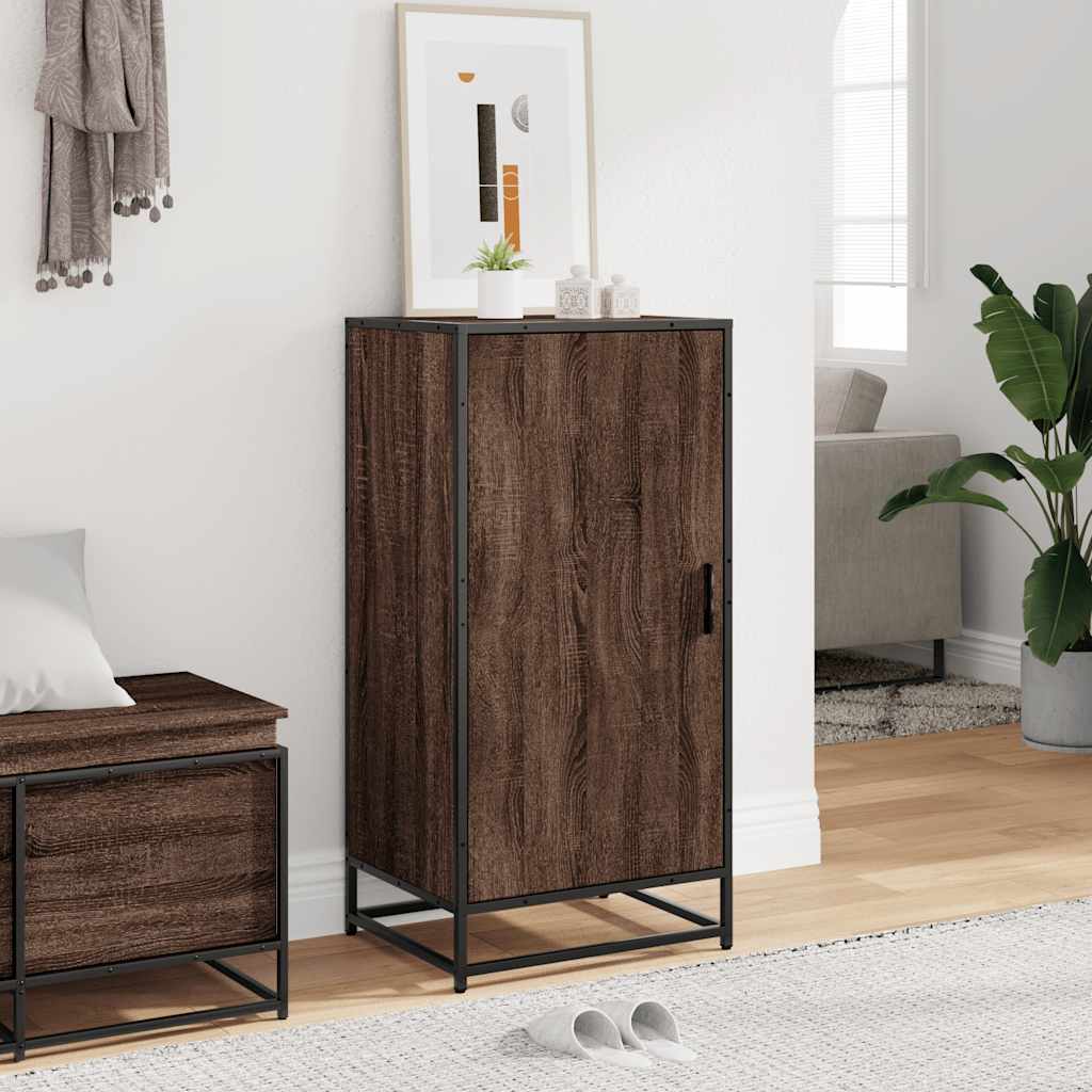 Étagère à chaussures aspect chêne marron 48x38x97,5 cm matériau bois