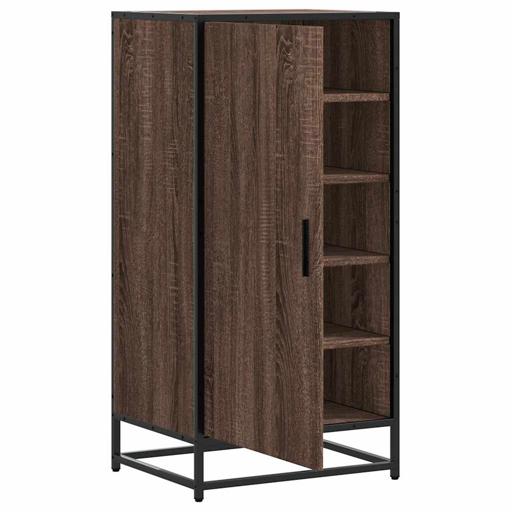 Étagère à chaussures aspect chêne marron 48x38x97,5 cm matériau bois