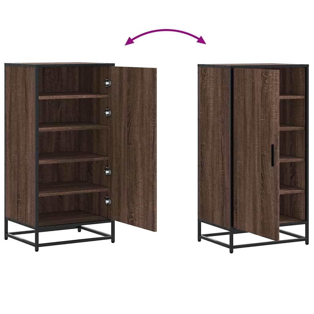 Étagère à chaussures aspect chêne marron 48x38x97,5 cm matériau bois