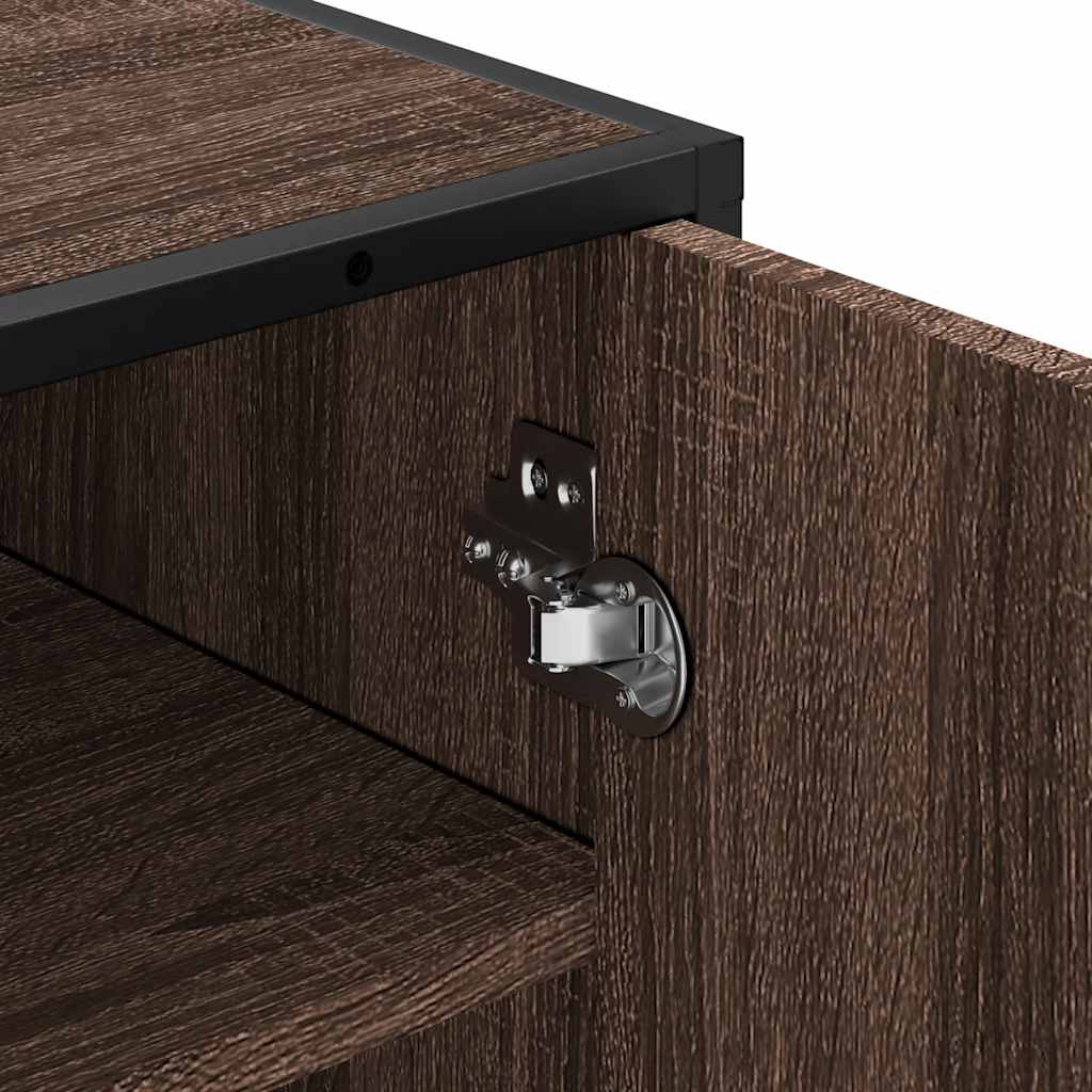 Étagère à chaussures aspect chêne marron 48x38x97,5 cm matériau bois