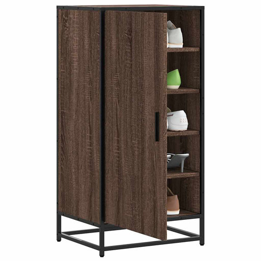 Étagère à chaussures aspect chêne marron 48x38x97,5 cm matériau bois