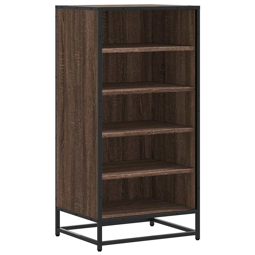Étagère à chaussures aspect chêne marron 48x38x97,5 cm matériau bois