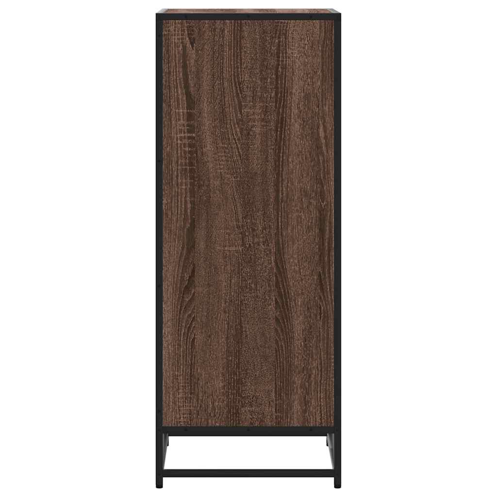Étagère à chaussures aspect chêne marron 48x38x97,5 cm matériau bois