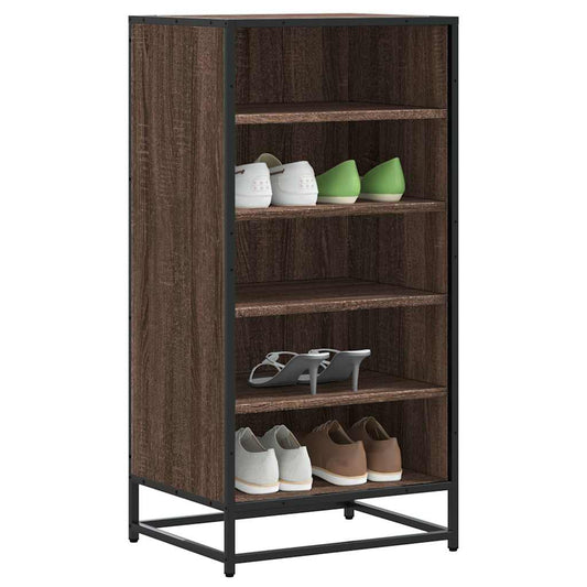 Étagère à chaussures aspect chêne marron 48x38x97,5 cm matériau bois