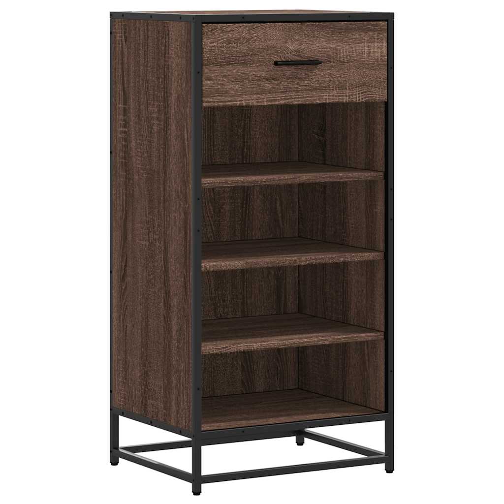 Étagère à chaussures aspect chêne marron 48x38x97,5 cm matériau bois