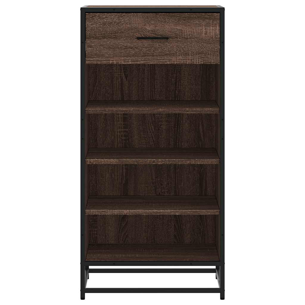 Étagère à chaussures aspect chêne marron 48x38x97,5 cm matériau bois