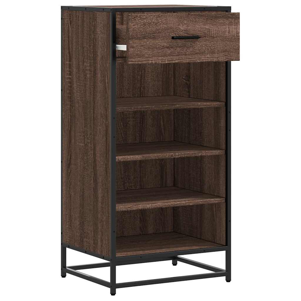 Étagère à chaussures aspect chêne marron 48x38x97,5 cm matériau bois