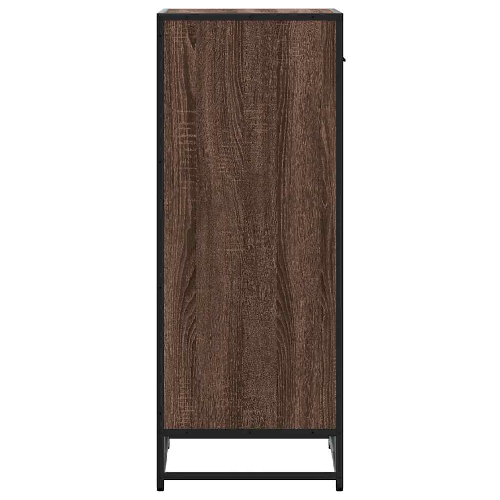 Étagère à chaussures aspect chêne marron 48x38x97,5 cm matériau bois
