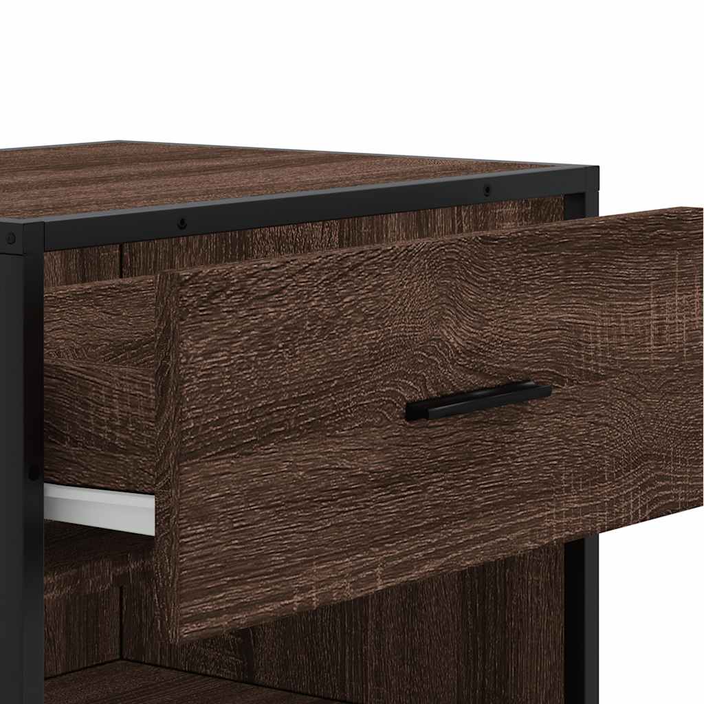 Étagère à chaussures aspect chêne marron 48x38x97,5 cm matériau bois