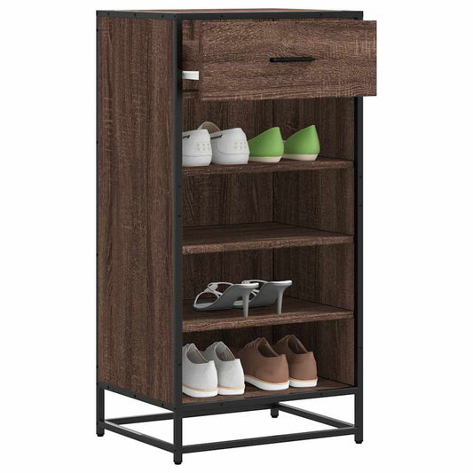 Étagère à chaussures aspect chêne marron 48x38x97,5 cm matériau bois