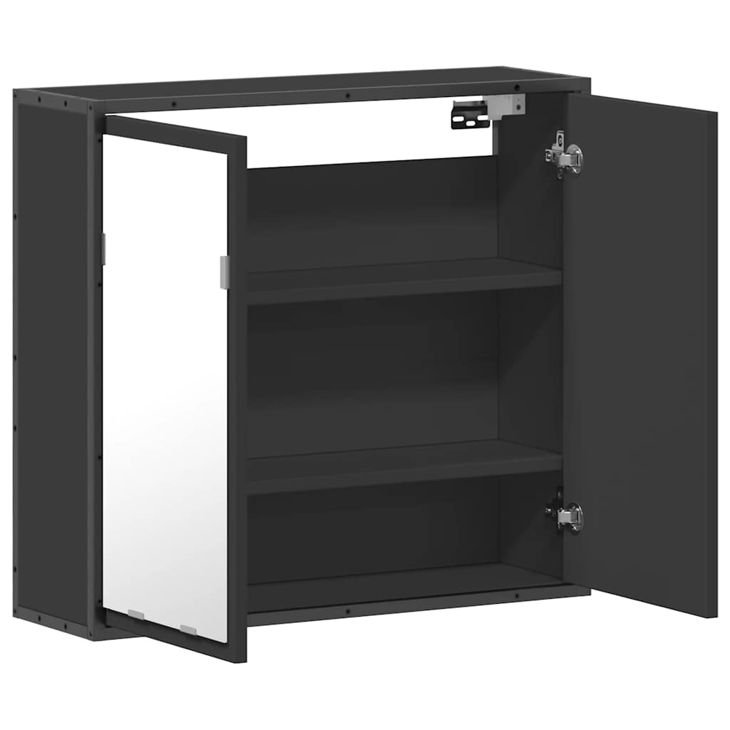 Spiegelschrank Schwarz 65x20x60 cm Holzwerkstoff