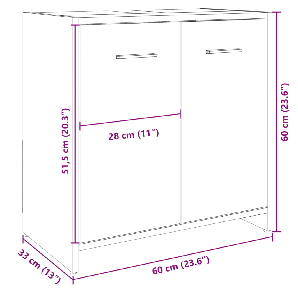 Waschbeckenunterschrank Sonoma-Eiche 60x33x60 cm Holzwerkstoff