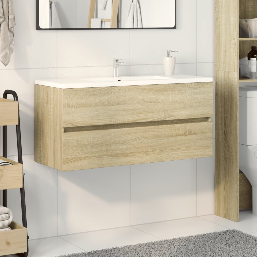 Meuble vasque chêne Sonoma 100x38,5x45 cm matériau bois