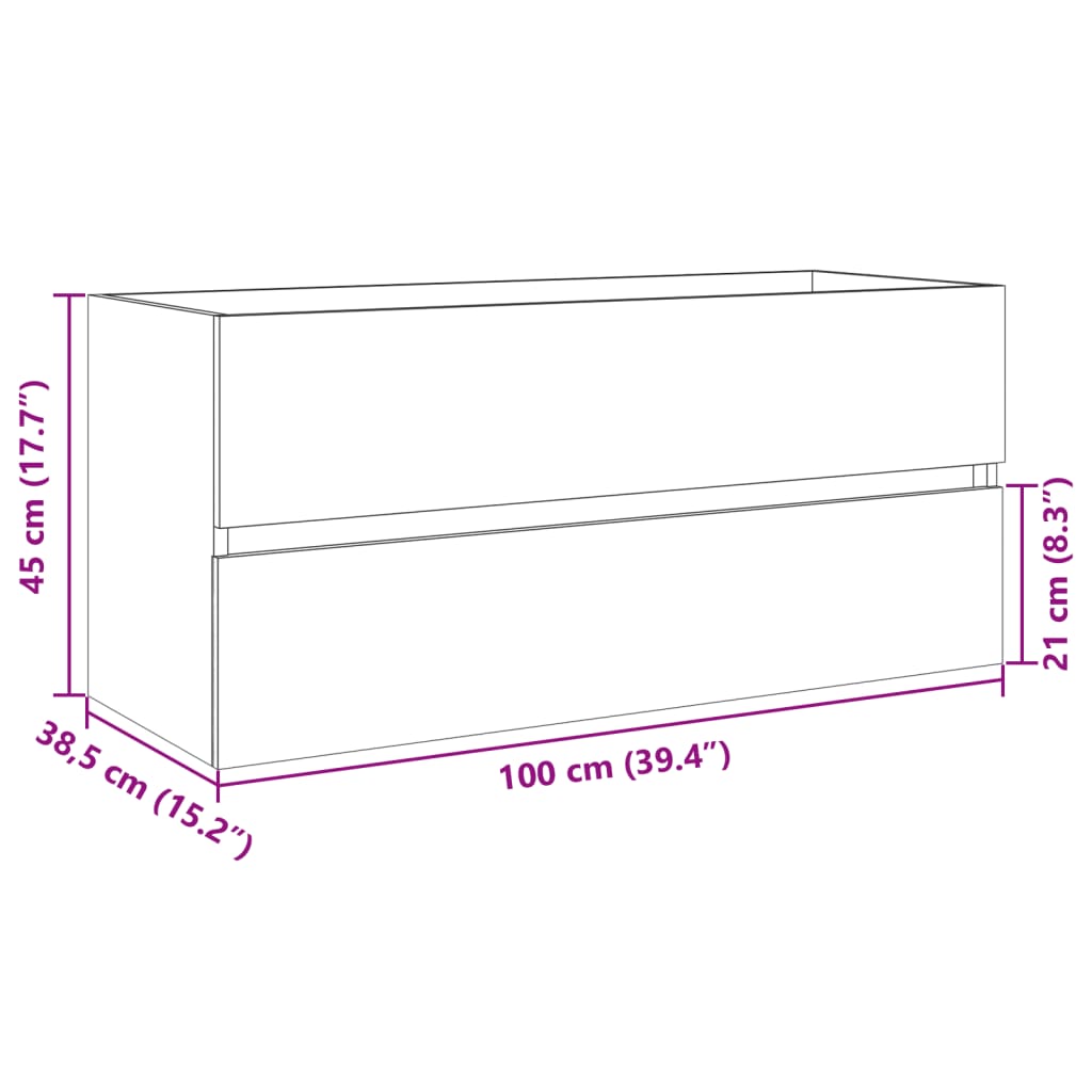 Meuble vasque chêne Sonoma 100x38,5x45 cm matériau bois