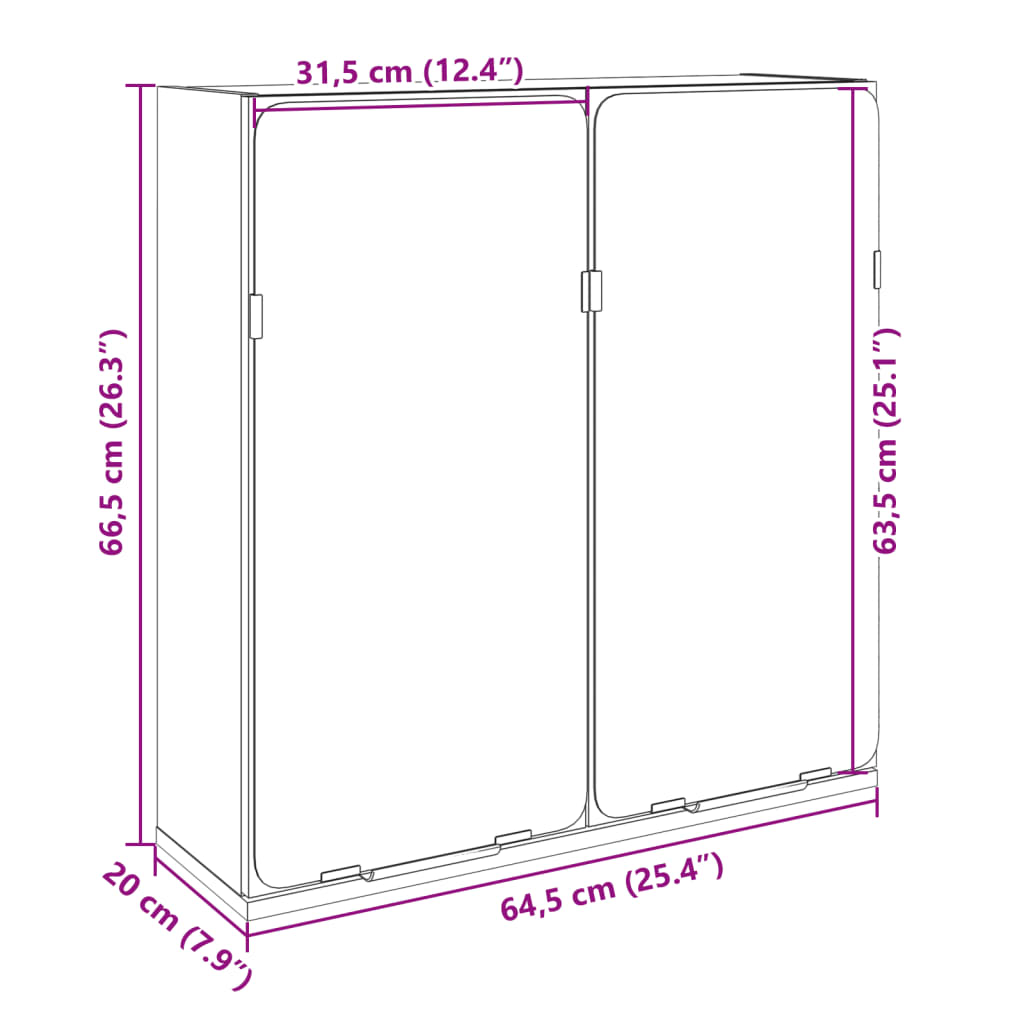 Armoire de toilette avec miroir chêne Sonoma 64,5x20x66,5 cm matériau bois