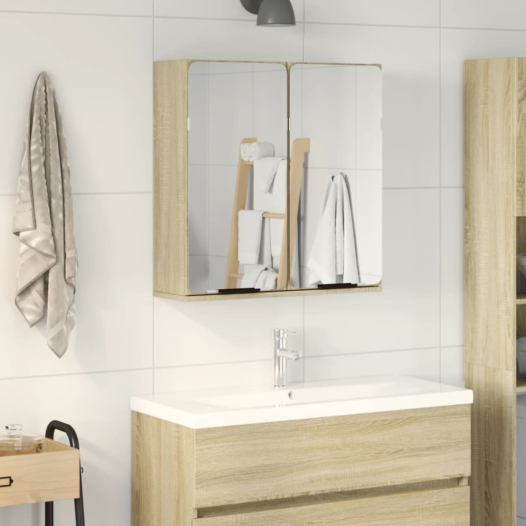 Armoire de toilette avec miroir chêne Sonoma 64,5x20x66,5 cm matériau bois