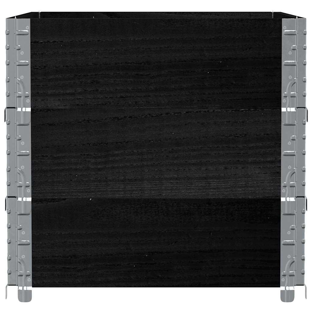 Paletten-Aufsatzrahmen 3 Stk. Schwarz 80x60cm Massivholz Kiefer