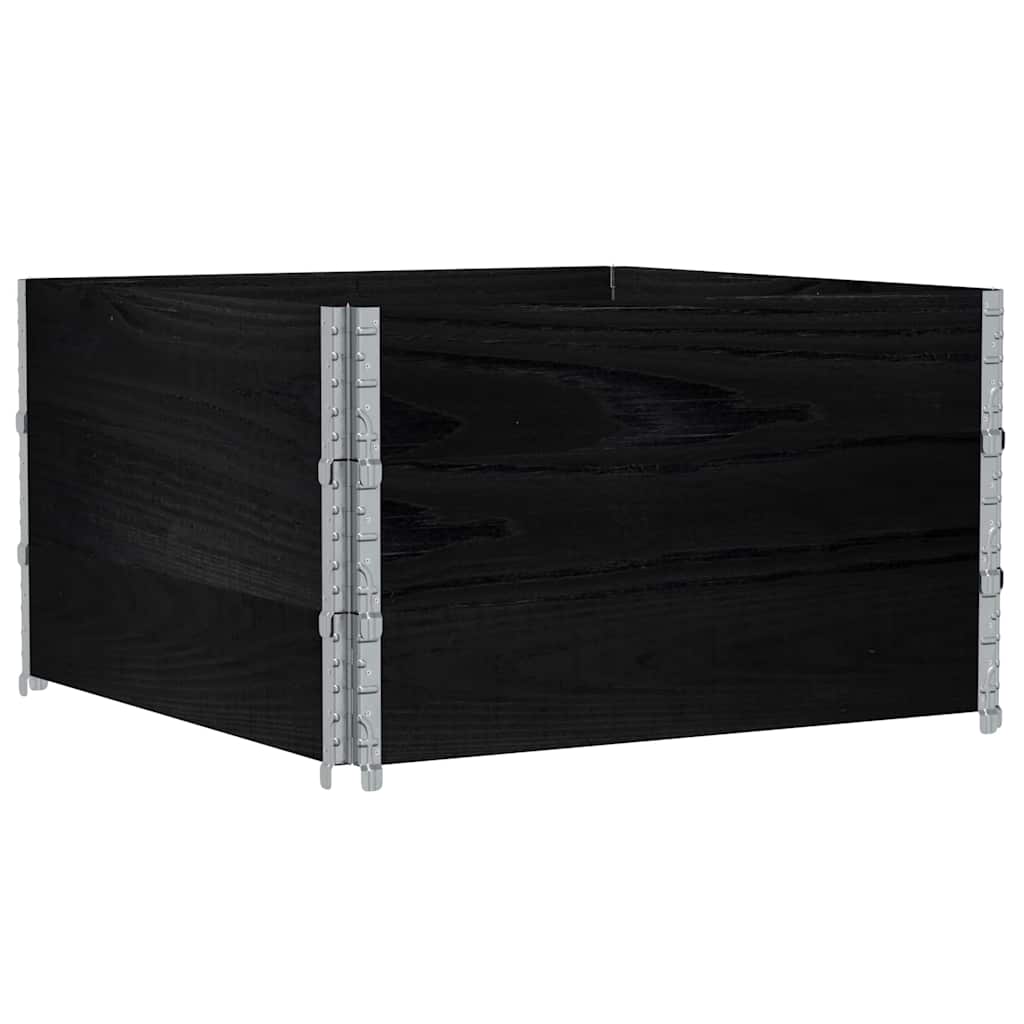Paletten-Aufsatzrahmen 3 Stk. Schwarz 100x100 Massivholz Kiefer