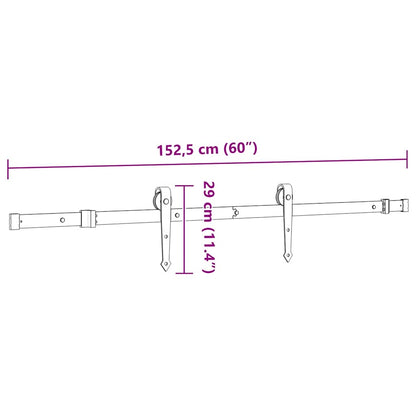 Schiebetürbeschlag-Set 152,5 cm Stahl Schwarz