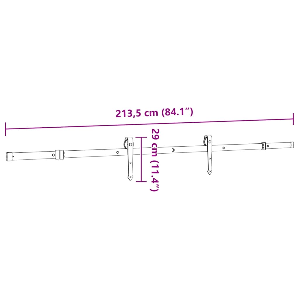 Schiebetürbeschlag-Set 213,5 cm Stahl Schwarz