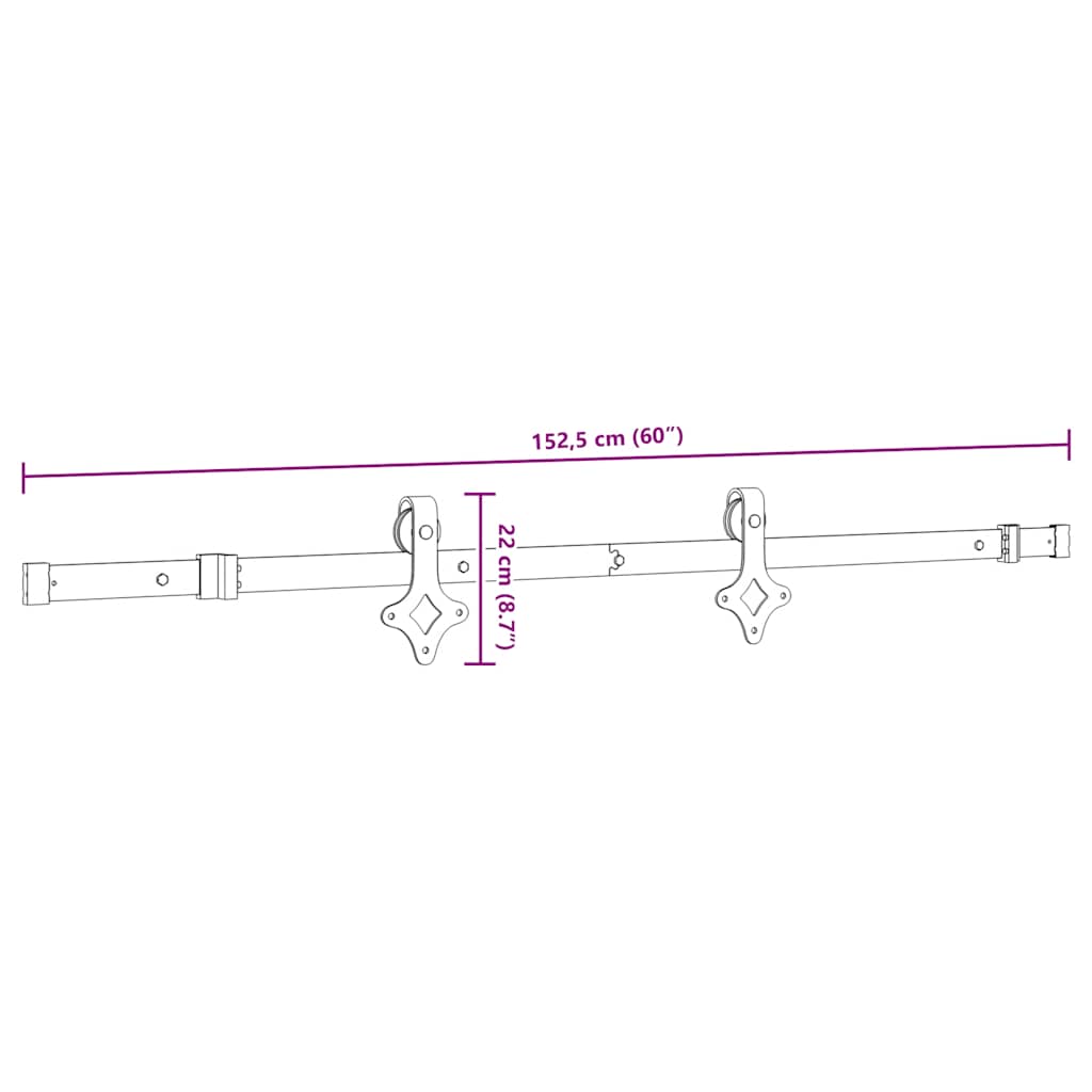 Schiebetürbeschlag-Set 152,5 cm Stahl Schwarz