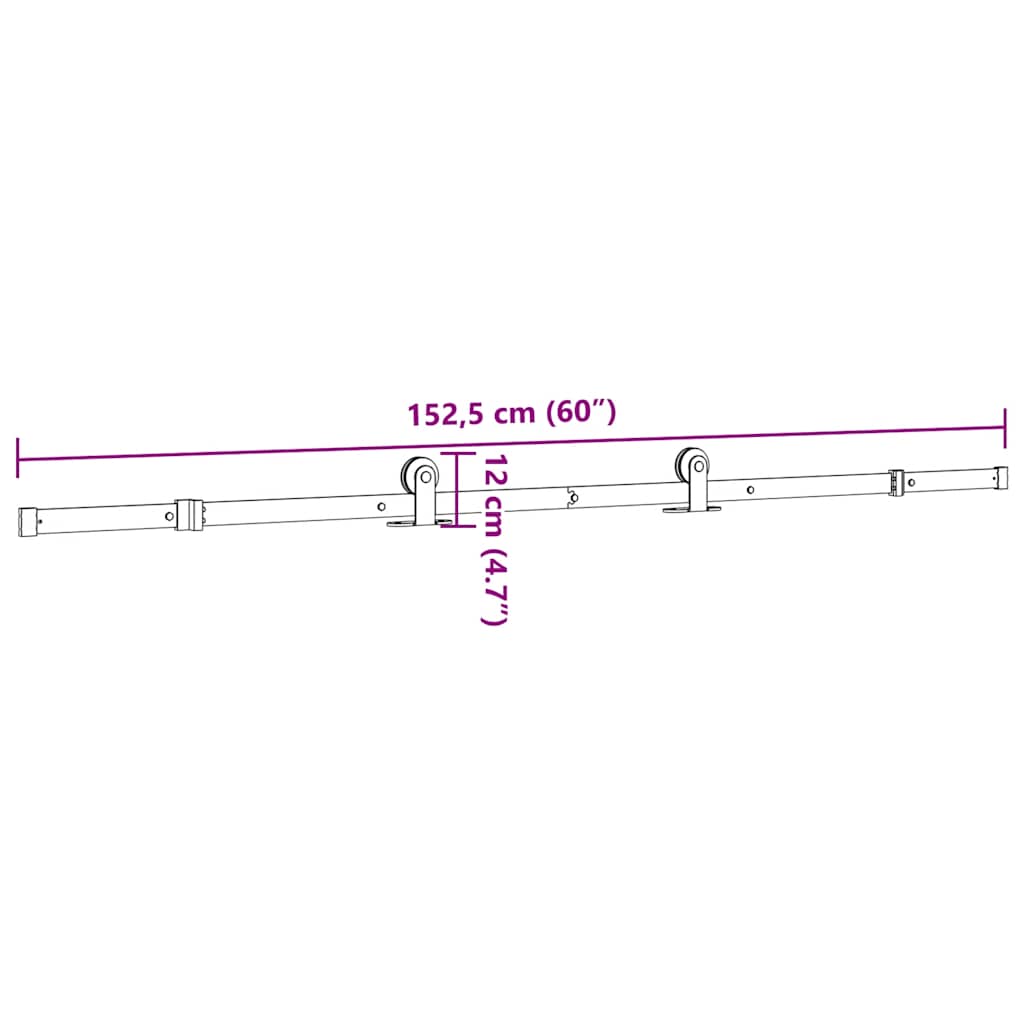 Schiebetürbeschlag-Set 152,5 cm Stahl Schwarz