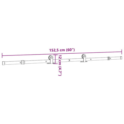 Schiebetürbeschlag-Set 152,5 cm Stahl Schwarz