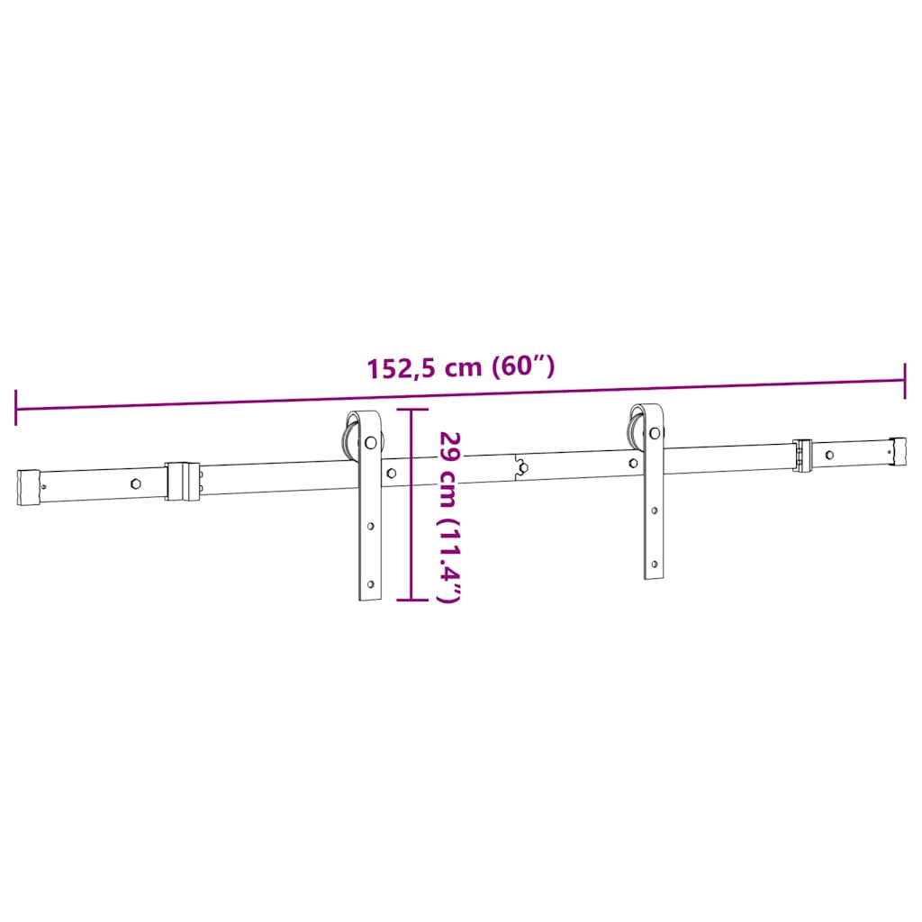 Schiebetürbeschlag-Set 152,5 cm Stahl Schwarz
