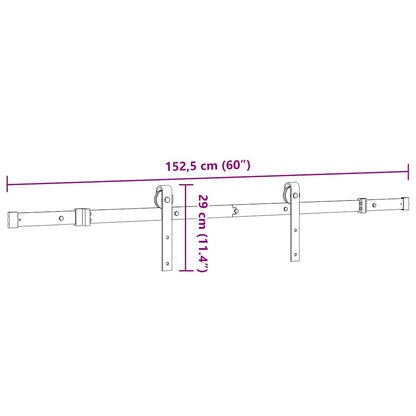 Schiebetürbeschlag-Set 152,5 cm Stahl Schwarz