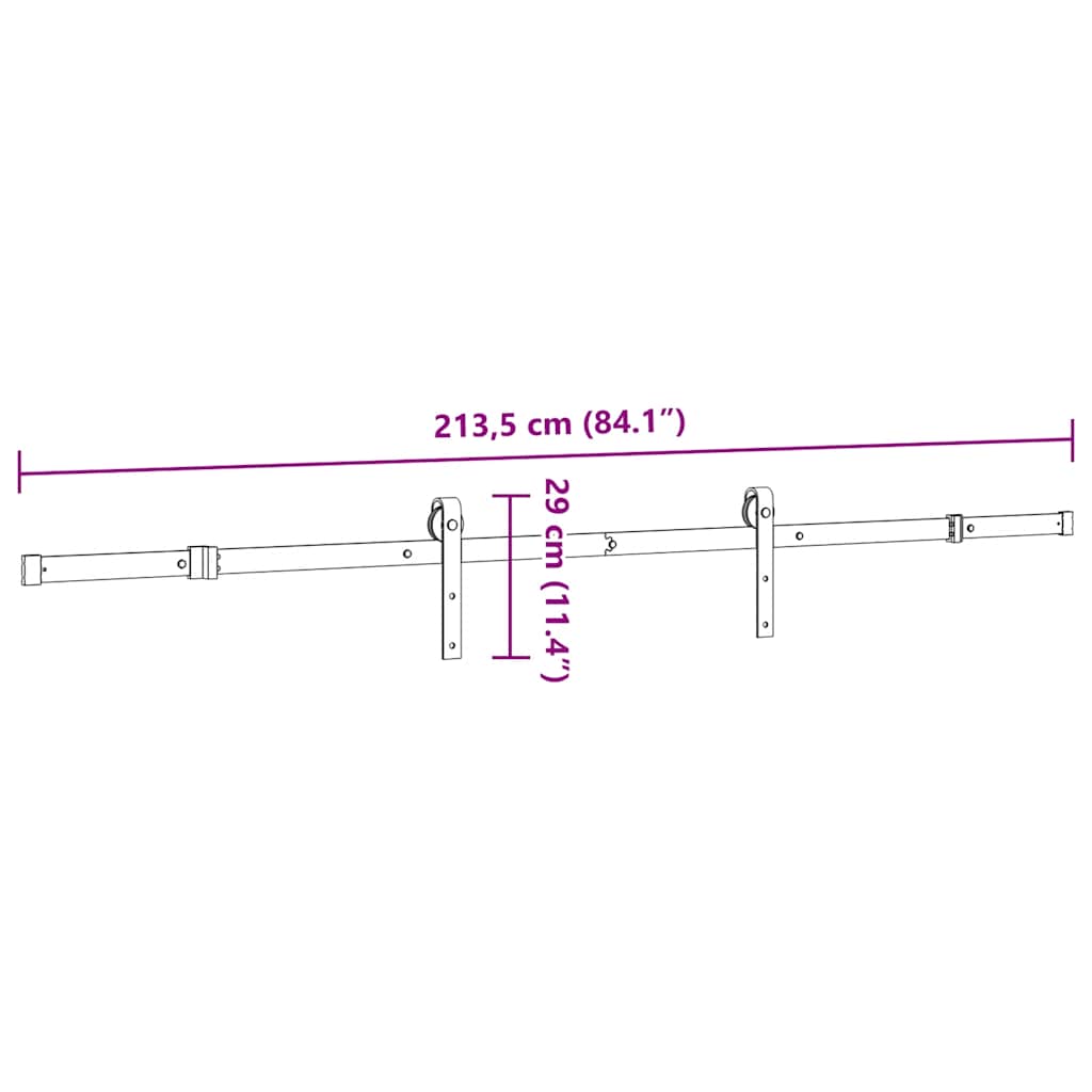 Schiebetürbeschlag-Set 213,5 cm Stahl Schwarz