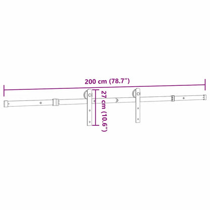 Schiebetürbeschlag-Set 200 cm Stahl Schwarz