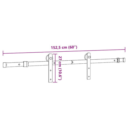 Schiebetürbeschlag-Set 152 cm Stahl Schwarz