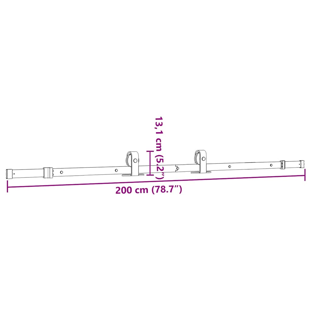 Schiebetürbeschlag-Set 200 cm Stahl Schwarz