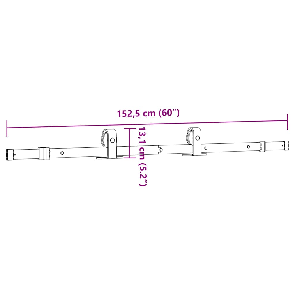 Schiebetürbeschlag-Set 152,5 cm Stahl Schwarz