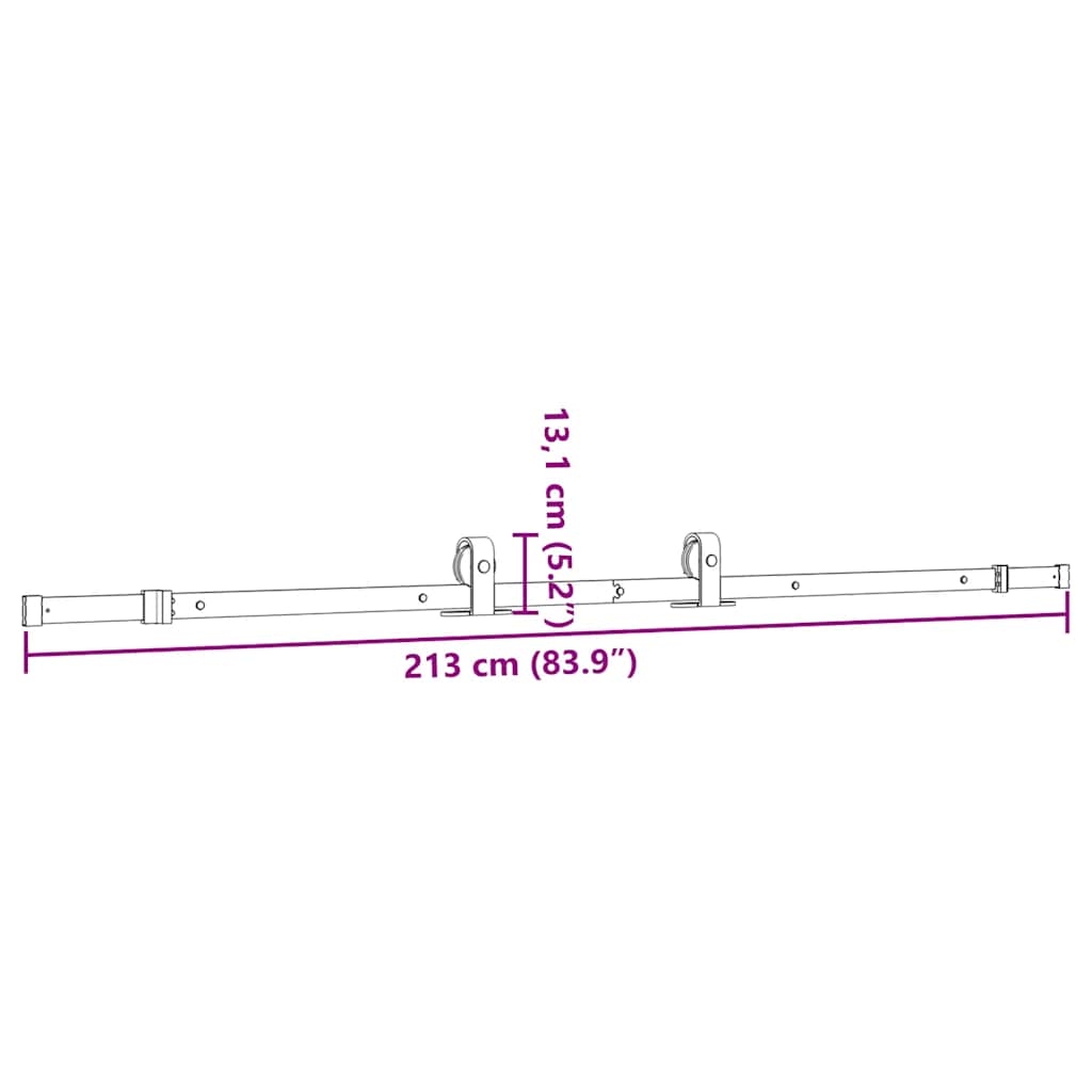 Schiebetürbeschlag-Set 213 cm Stahl Schwarz