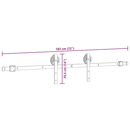 Schiebetürbeschlag-Set 183 cm Stahl Schwarz