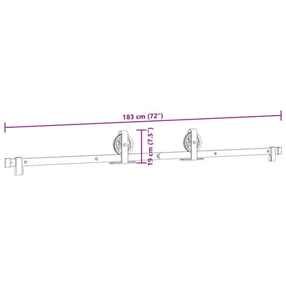 Schiebetürbeschlag-Set 183 cm Stahl Schwarz