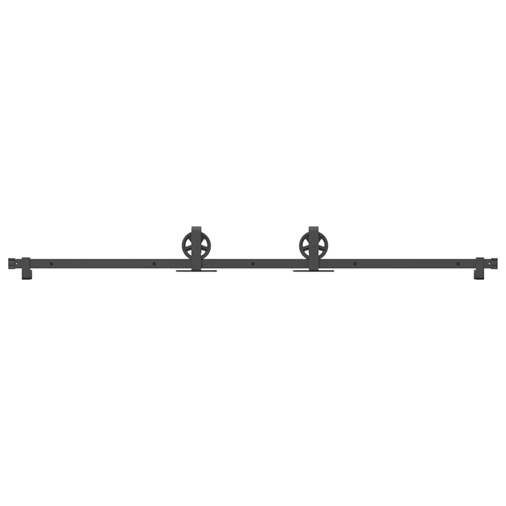 Schiebetürbeschlag-Set 200 cm Stahl Schwarz