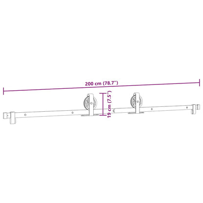 Schiebetürbeschlag-Set 200 cm Stahl Schwarz