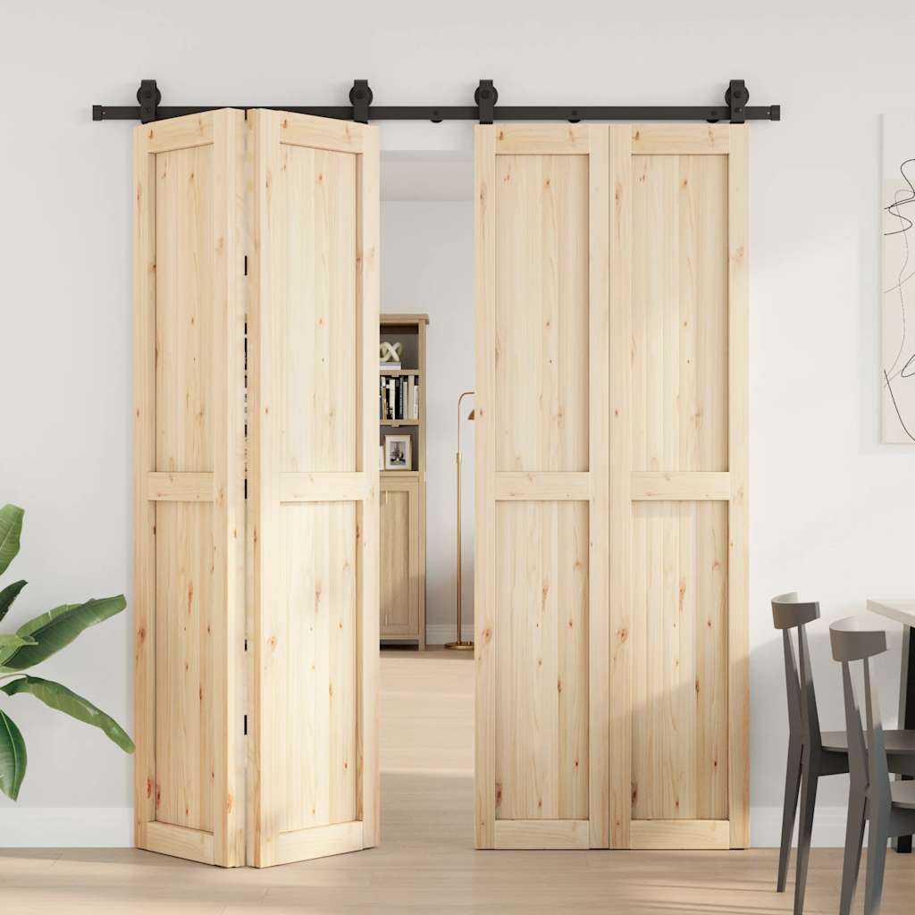 Schiebetürbeschlag-Set 200 cm Stahl Schwarz