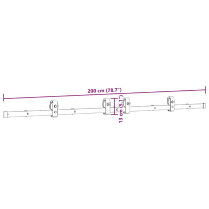 Schiebetürbeschlag-Set 200 cm Stahl Schwarz