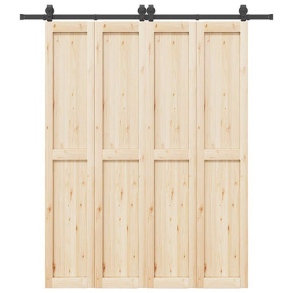 Schiebetürbeschlag-Set 200 cm Stahl Schwarz