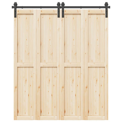 Schiebetürbeschlag-Set 183 cm Stahl Schwarz