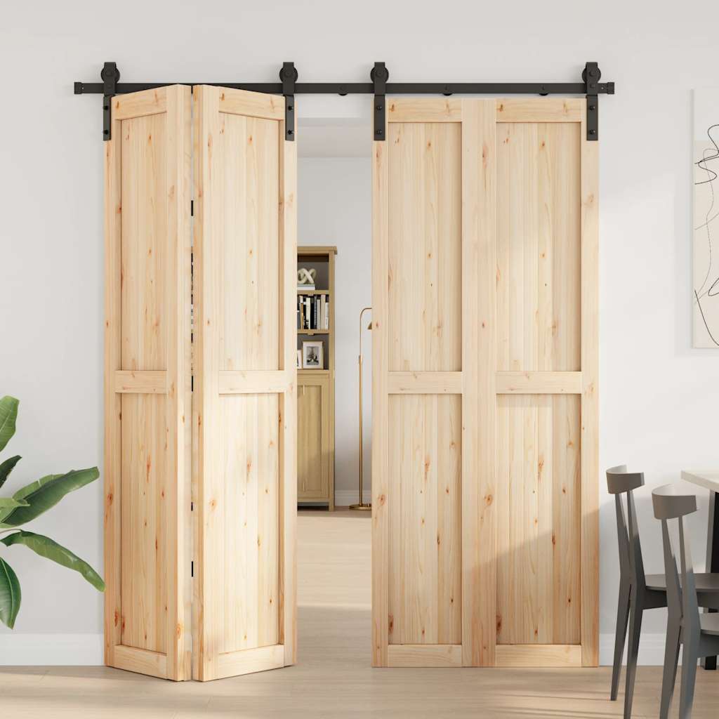 Schiebetürbeschlag-Set 200 cm Stahl Schwarz