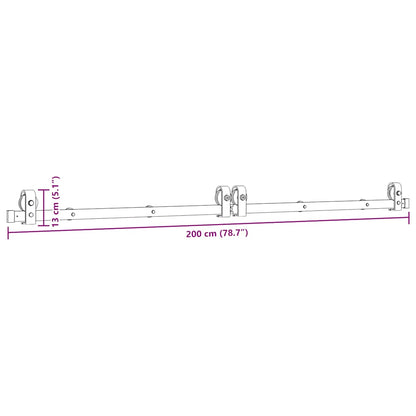 Schiebetürbeschlag-Set 200 cm Stahl Schwarz